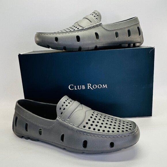 Club Room Mens Atlas Gray Perforated Driver Loafers Size 10M Slip-On Casual - Picture 1 of 12